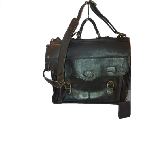Santa Fe Airline Int.'l DILANA Flapover Brief Leather Satchel - Picture 1 of 14
